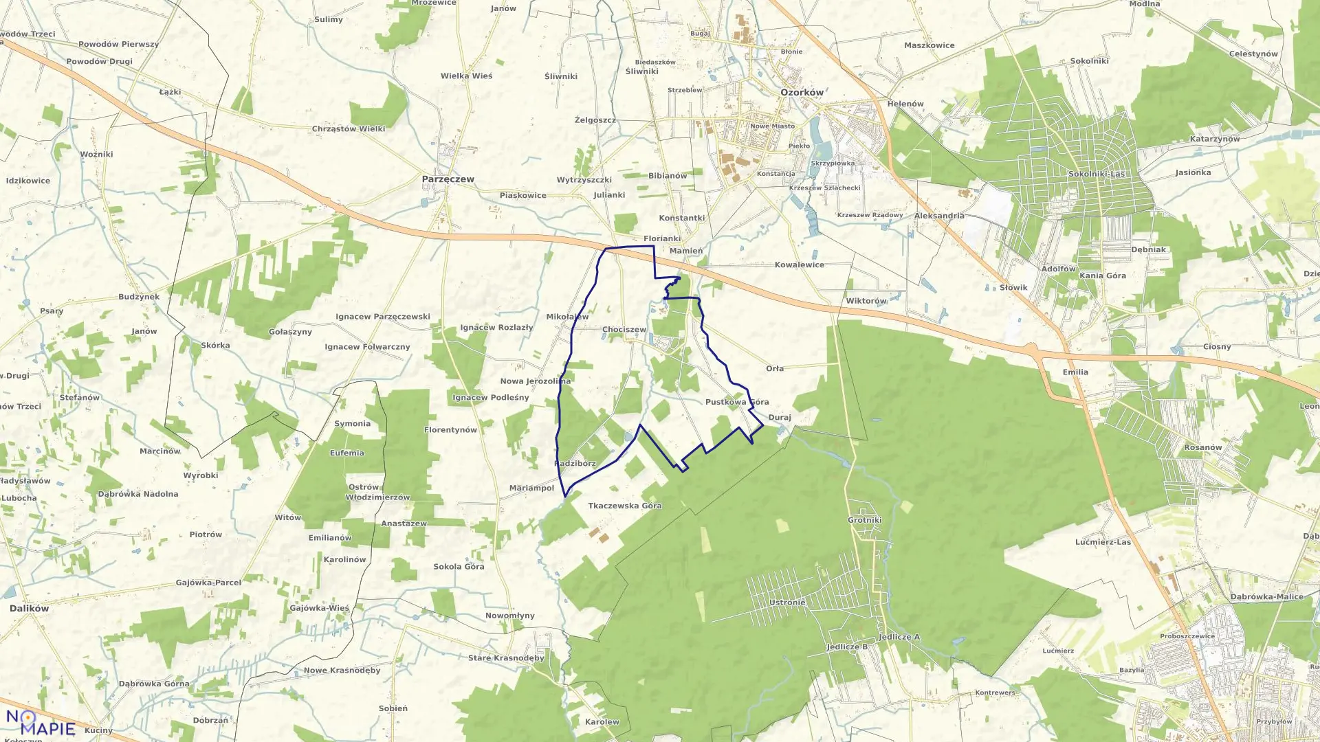 Mapa obrębu CHOCISZEW gmina Parzęczew