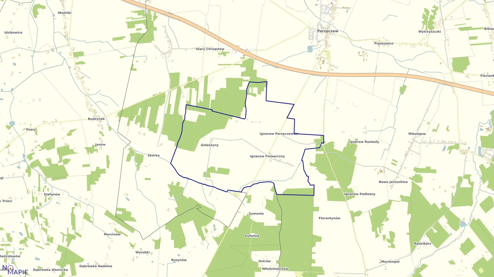 Mapa obrębu IGNACEW FOLWARCZNY gmina Parzęczew