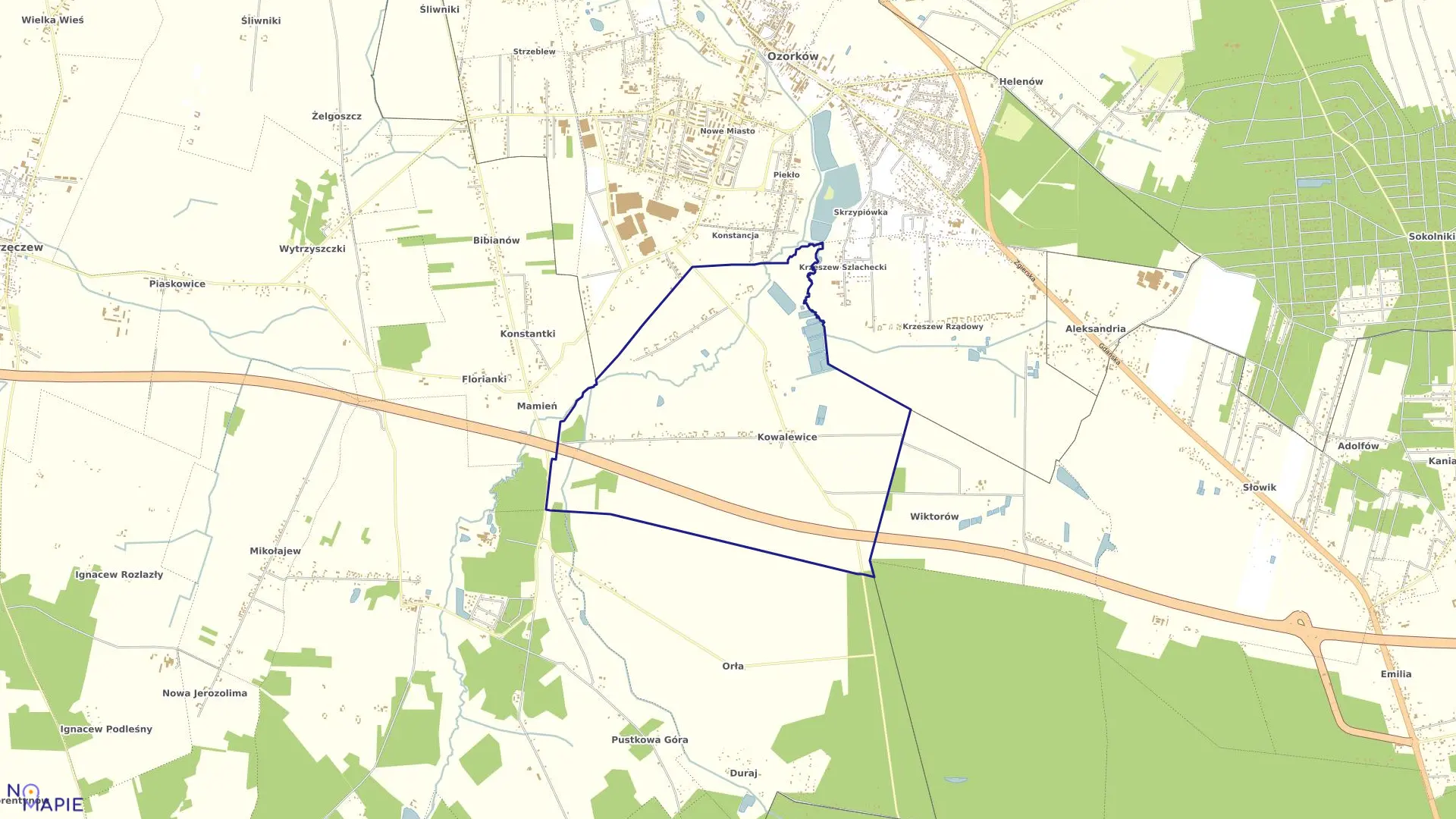 Mapa obrębu KOWALEWICE gmina Parzęczew