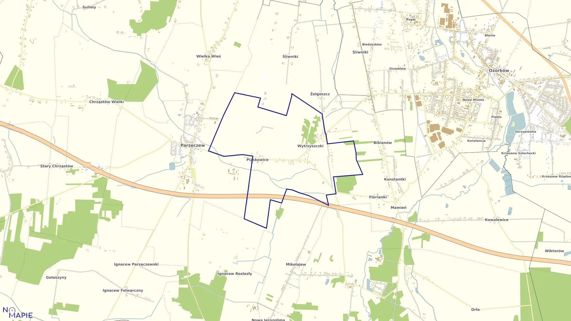 Mapa obrębu WYTRZYSZCZKI gmina Parzęczew